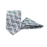 MONOCHROME PAISLEY TIE AND POCKET SQUARE SET